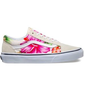 Old Skool Vans (Hawaiian Floral) White